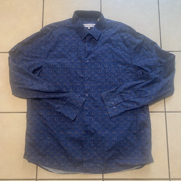 John Lennon Other - John Lennon Mens 2XL Blue Peace Long Sleeve Button Up Dress Shirt